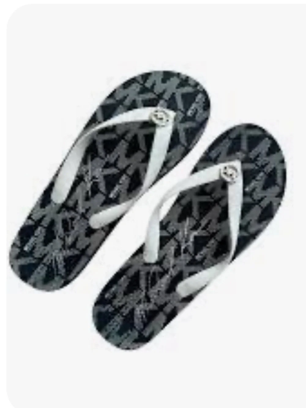 Michael Kors Navy Logo Kids Flip Flops with White Straps